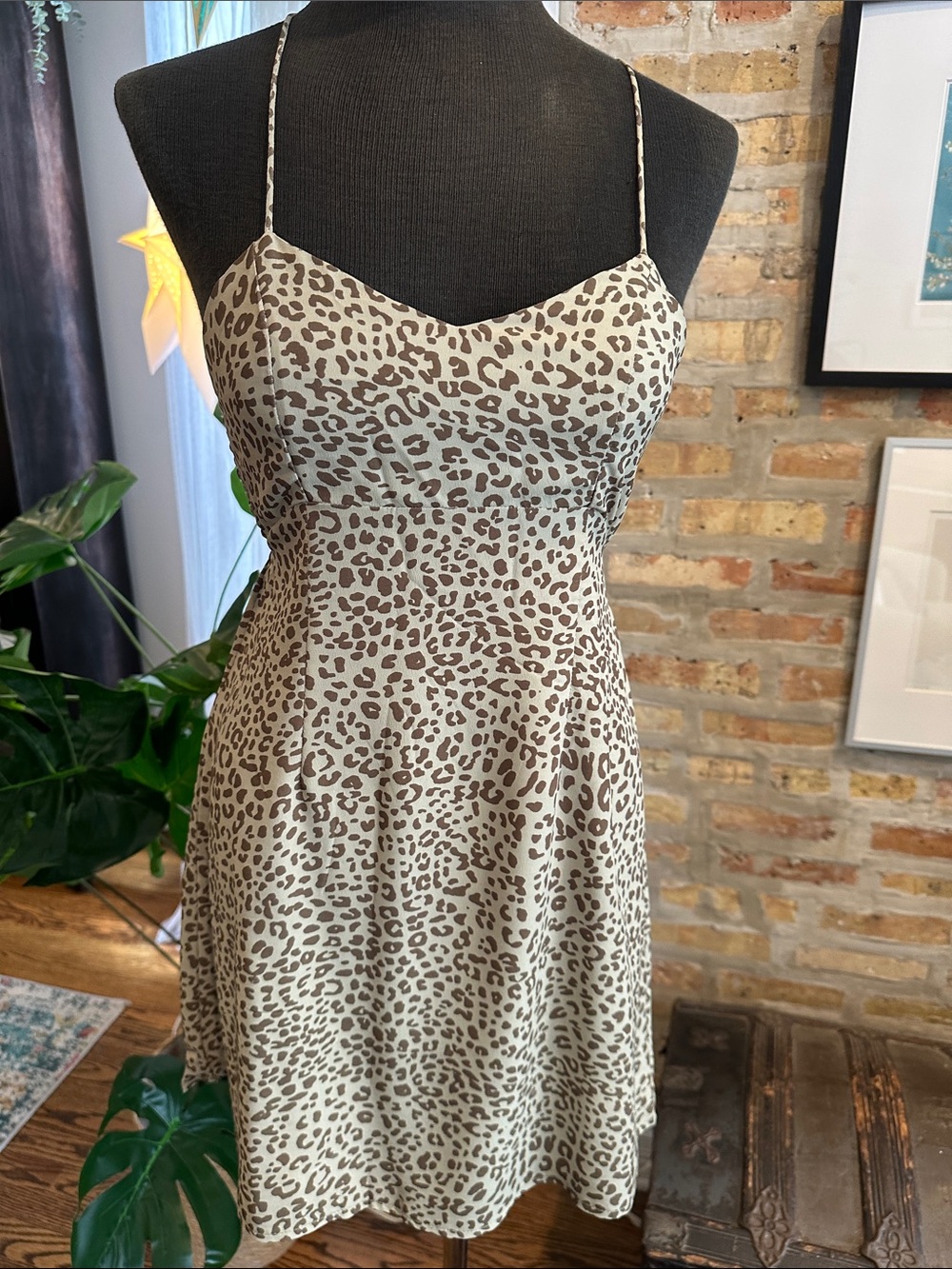 Cider Army green Leopard Print Slip Dress